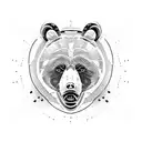 A bear's face is divided in two on one side an adult bear and on the other a bear cub tattoo design idea