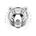 A bear's face is divided in two on one side an adult bear and on the other a bear cub tattoo design idea