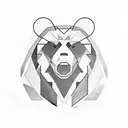 A bear's face is divided in two on one side an adult bear and on the other a bear cub tattoo design idea