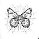 add text "live fast die young" with a butterfly in a spider web tattoo design idea