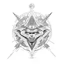 the symbol of chaos, intelligence, wisdom, the will to learn, manipulation, sociopathism, the symbol of the sith  tattoo design idea