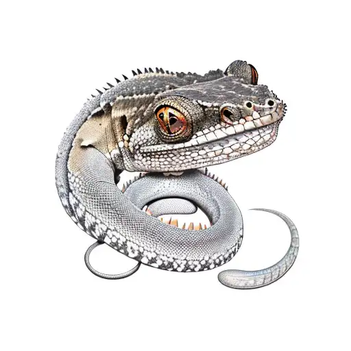 Black Headed Python Bells Phase Lace Monitor Crested Gecko Leachianus Gecko Fiji Banded Iguana Carpet Python Saltwater C tattoo design idea