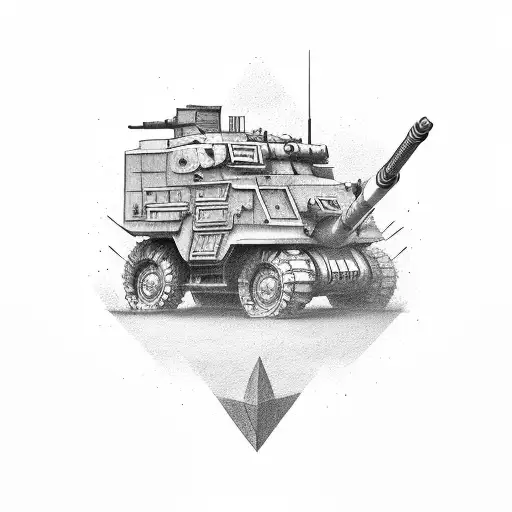 Soldier operating a self-propelled howitzer tattoo design idea