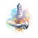 Explosive artillery shell tattoo design idea