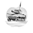 Soldier operating a self-propelled howitzer tattoo design idea