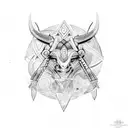 tribal taurus with date of birth tattoo design idea