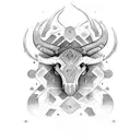tribal taurus with date of birth tattoo design idea