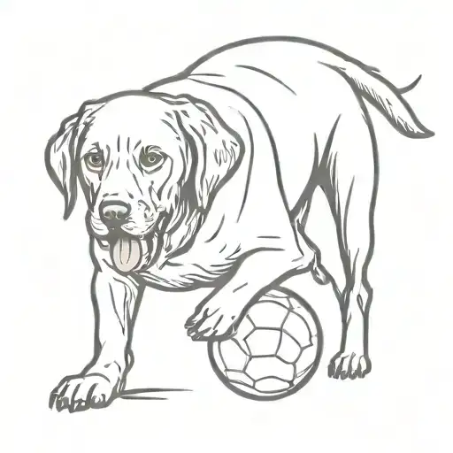 black labrador play ball tattoo design idea