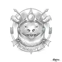 otter wearing a viking helmet tattoo design idea