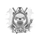 otter wearing a viking helmet tattoo design idea