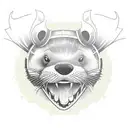 otter wearing a viking helmet tattoo design idea