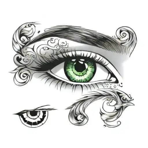 green eyes and eyebrows tattoo design idea