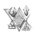 3 triangles from left to right with history of city born and death tattoo design idea