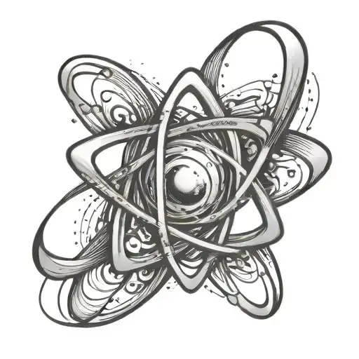 atom symbol formed tattoo design idea