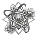 atom symbol formed tattoo design idea