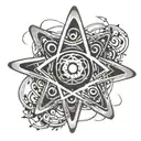 atom symbol formed tattoo design idea