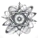 atom symbol formed tattoo design idea
