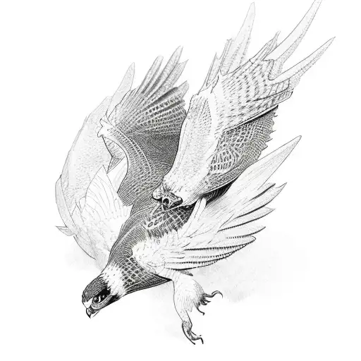 Merlin falcon and vivern dragon flying around  tattoo design idea
