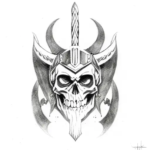 odin skull black metal witch supernatural viking tattoo design idea