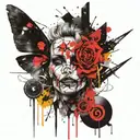 between self-exposure and concealmet; eros as the main object of greed; lack, impulse of unification, devastation. tattoo design idea