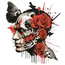 between self-exposure and concealmet; eros as the main object of greed; lack, impulse of unification, devastation. tattoo design idea