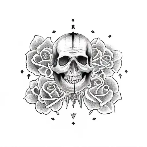 Sucubus with skull and roses  tattoo design idea