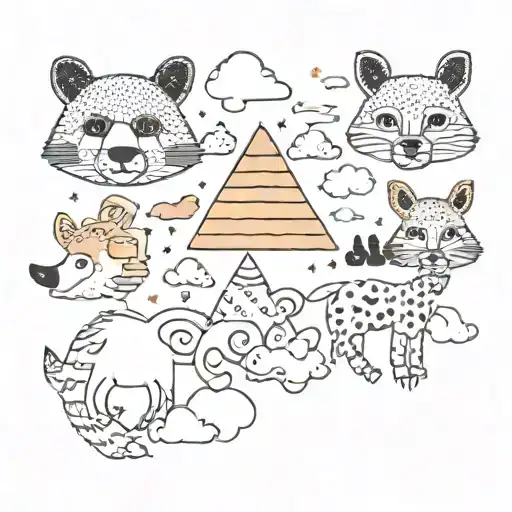 animals with clouds with triangle border   tattoo design idea