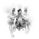 wrap around smoke and ghostly bodies tattoo design idea