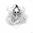 wrap around smoke and ghostly bodies tattoo design idea