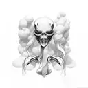 wrap around smoke and ghostly bodies tattoo design idea