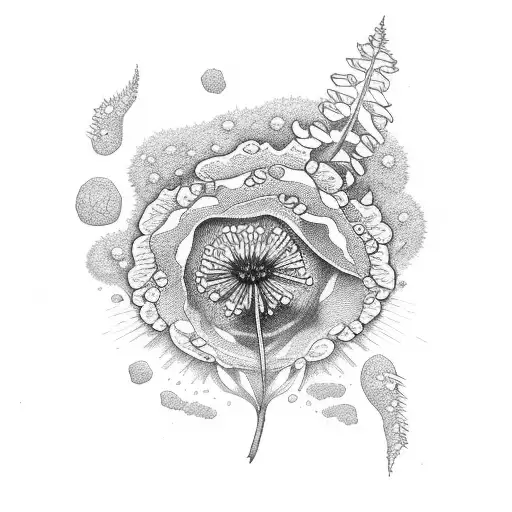 Dotwork "Stylised Yarrow Flower" Tattoo Idea BlackInk AI