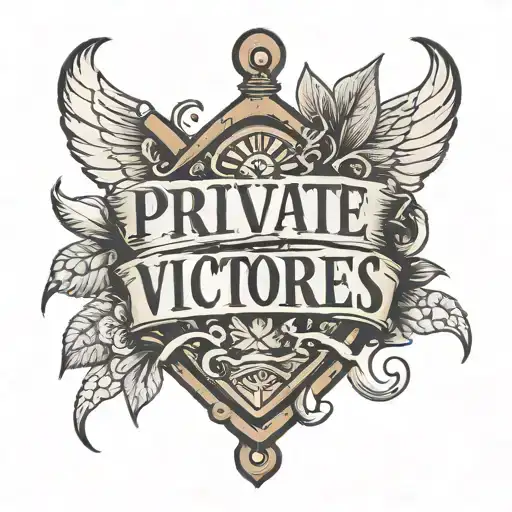 2x2 text that says "private victories" tattoo design idea