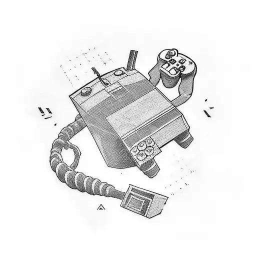 A tattoo combining elements of famous video game consoles, comics and computers. Video game consoles as Sega Megadrive tattoo design idea