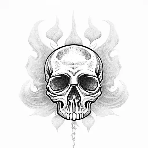 skull death flower black smoke  tattoo design idea