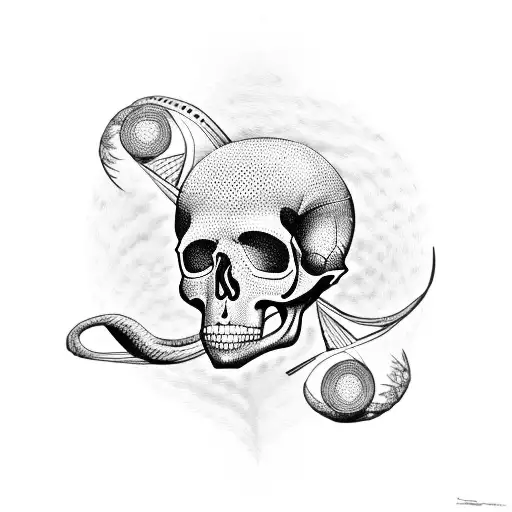 music skull rock  tattoo design idea