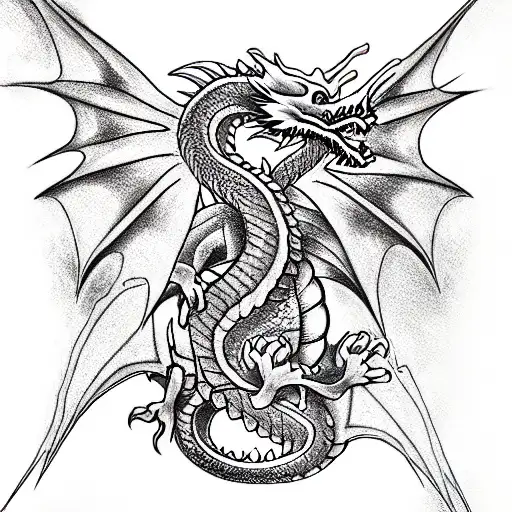 Dragon with big eyes and colour  tattoo design idea