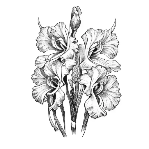 gladiolus and narcissus flowers tattoo design idea