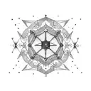 A blackwork tattoo of a constellation where the stars form the shape of a heart, representing love,  Aquarius, and Aries tattoo design idea