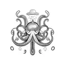 octopus with deep diving helmet tattoo design idea
