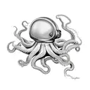 octopus with deep diving helmet tattoo design idea