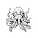 octopus with deep diving helmet tattoo design idea