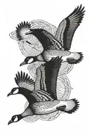 canadian geese flying tattoo design idea