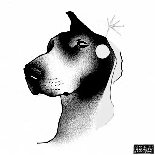 black dog with yellow bird tattoo design idea