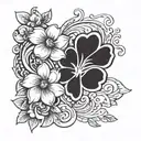 paw print hidden behind a flower blooming with vines descending down arm tattoo design idea