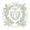olive wreath in a semicircle with a knight's shield inside tattoo design idea