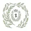 olive wreath in a semicircle with a knight's shield inside tattoo design idea