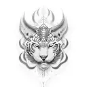 red tiger with 2001 tattoo design idea