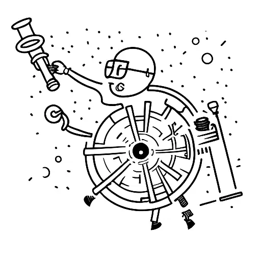 A tattoo of a scientist dancing with a microscope in hand tattoo design idea