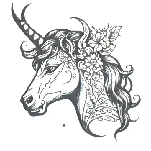 Capricorn constellation, bad girl side profile tattoo design idea