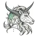 Capricorn constellation, bad girl side profile tattoo design idea